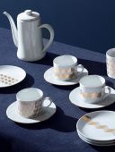 Набор чашек с блюдцами Signature, Chevron, 4 шт, 250 мл, золото, LSA International, арт.:P034-11-146