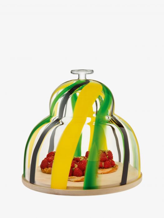 Клош на подставке из ясеня Folk, 30 см.,  Оранжевый / Зеленый / Белый от LSA International,арт.:G1776-30-121